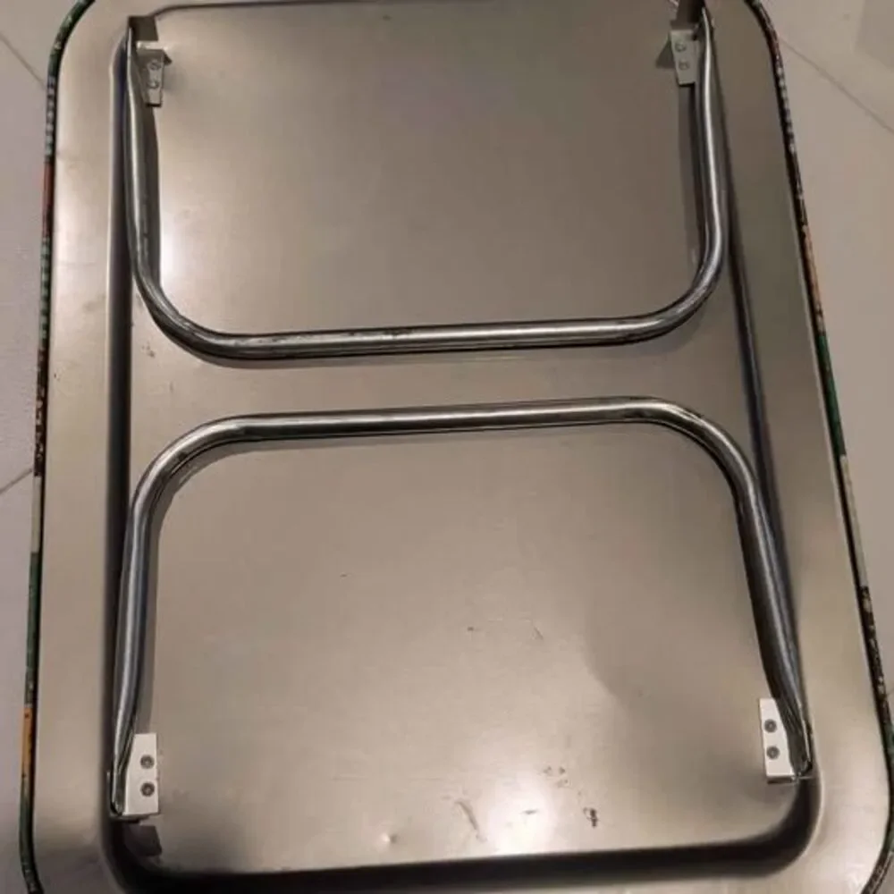 Vtg 1970s Aluminum Patchwork TV Lap Tray Table Metal Folding Legs Gingham Calico